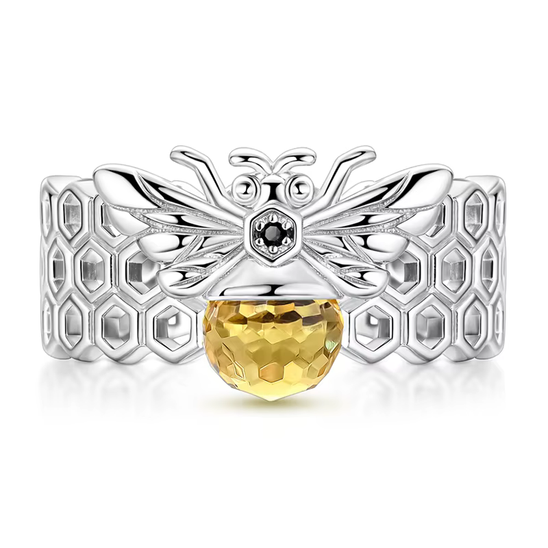 Bague originale en argent Sterling 925 scintillant en forme d'abeille pour femmes et filles, bijoux 