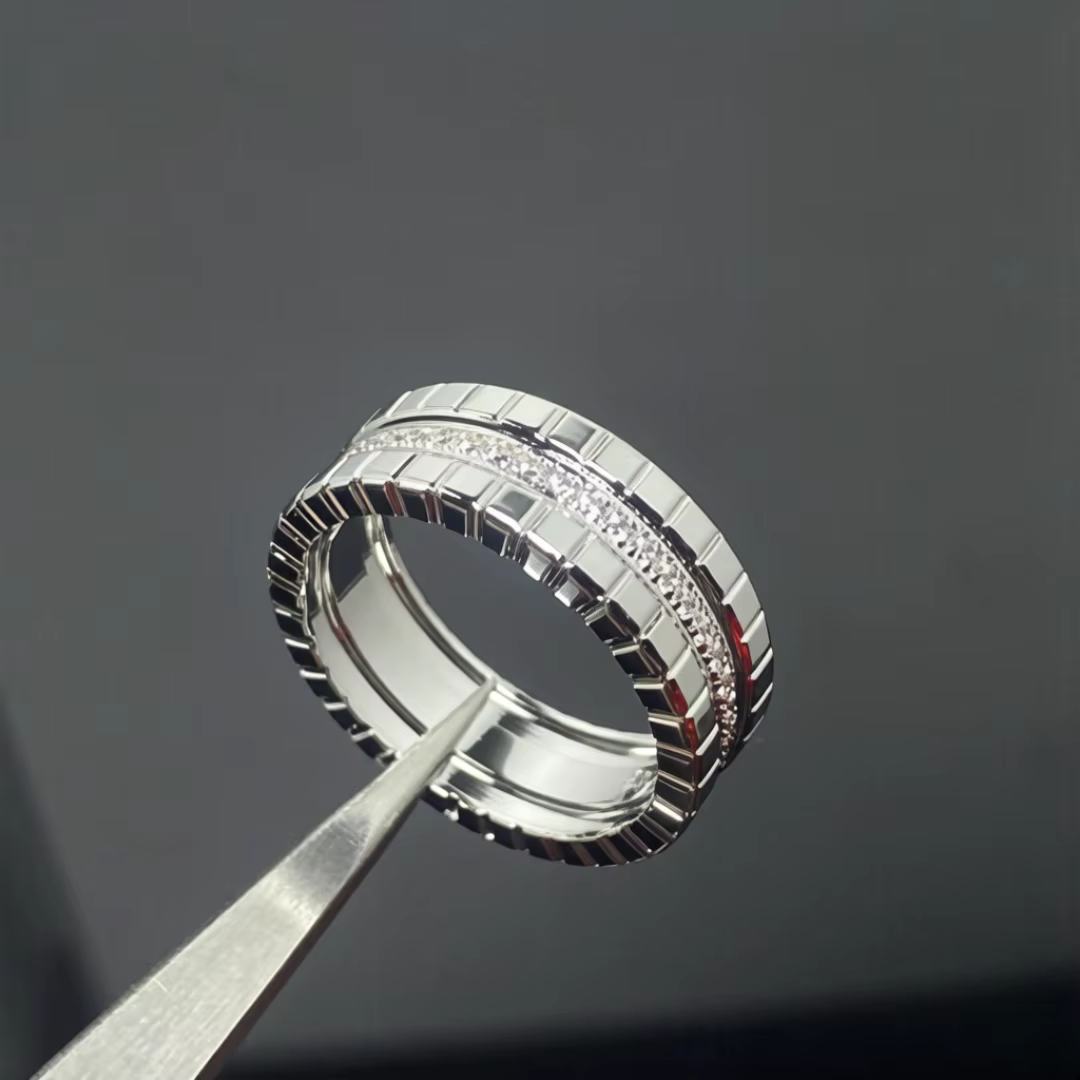 Bague classique en argent 925 plaqué or avec zircon, design bloc de glace, bague de couple tendance,