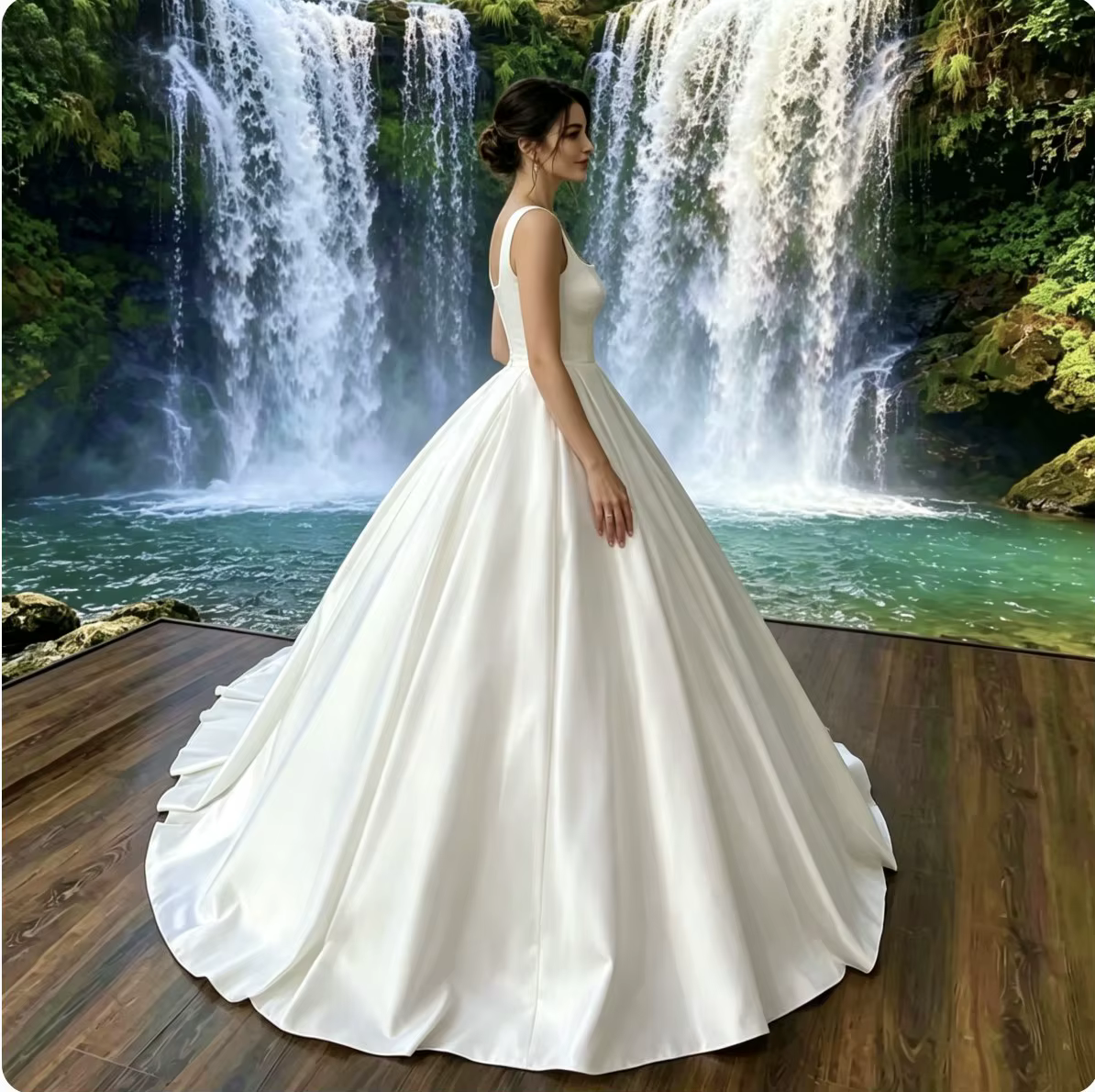 Robe de mariée civile personnalisée, coupe A, col carré, robe de mariée pour femme, vestidos de novi