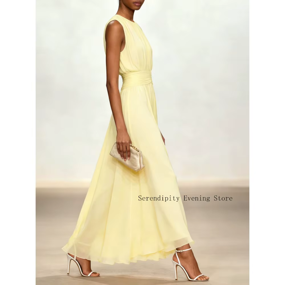 Robes de soirée jaunes froncées personnalisées pour la mère de la mariée 2026 en mousseline de soie 