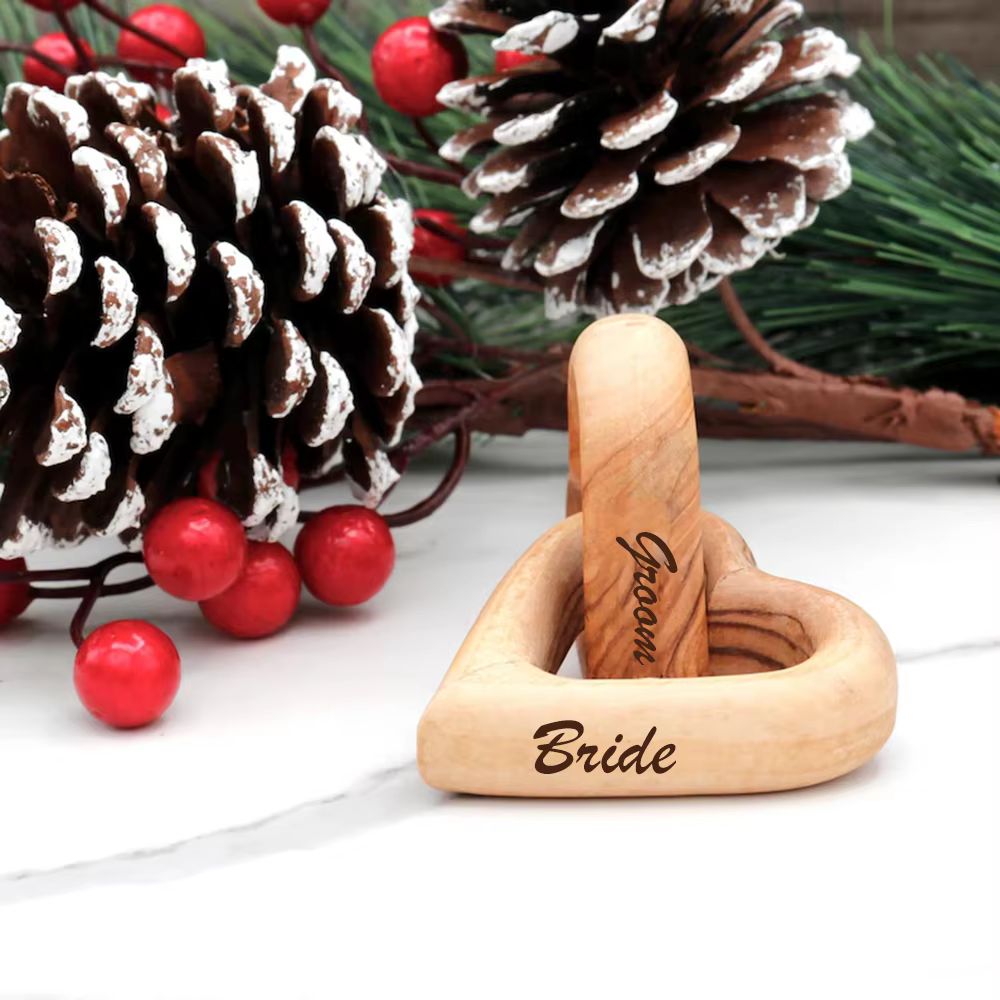 Coeurs imbriqués pour mariée et marié, cœur en bois de mariage, cadeau d'anniversaire, cœurs en bois