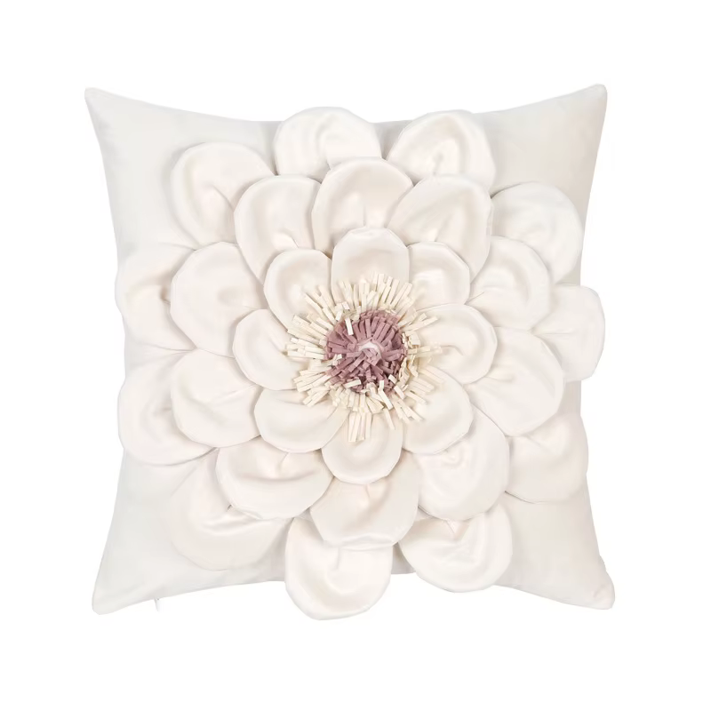 Housse de coussin en velours brodé tridimensionnel, pour la décoration de la maison, couleur unie, m