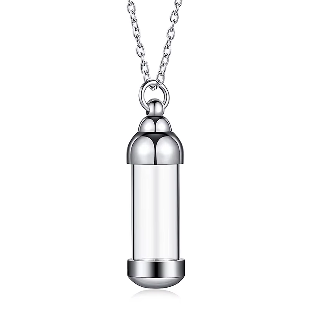 Bijou de crémation pour animaux de compagnie, pendentif en verre, collier, pendentif en acier inoxyd