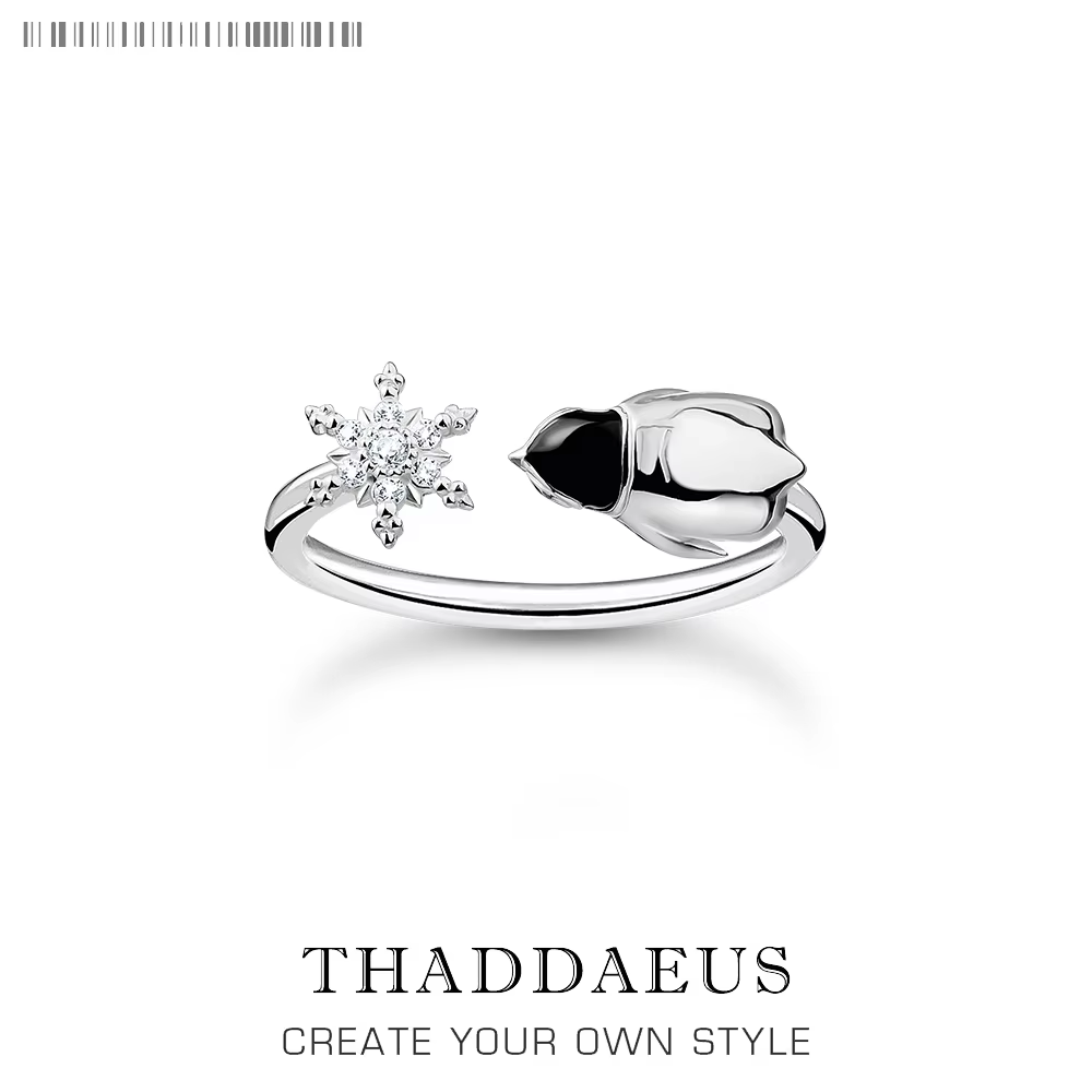 Bague flocons de neige et pingouin, style européen, bijoux fins et mignons pour femmes, flambant neu