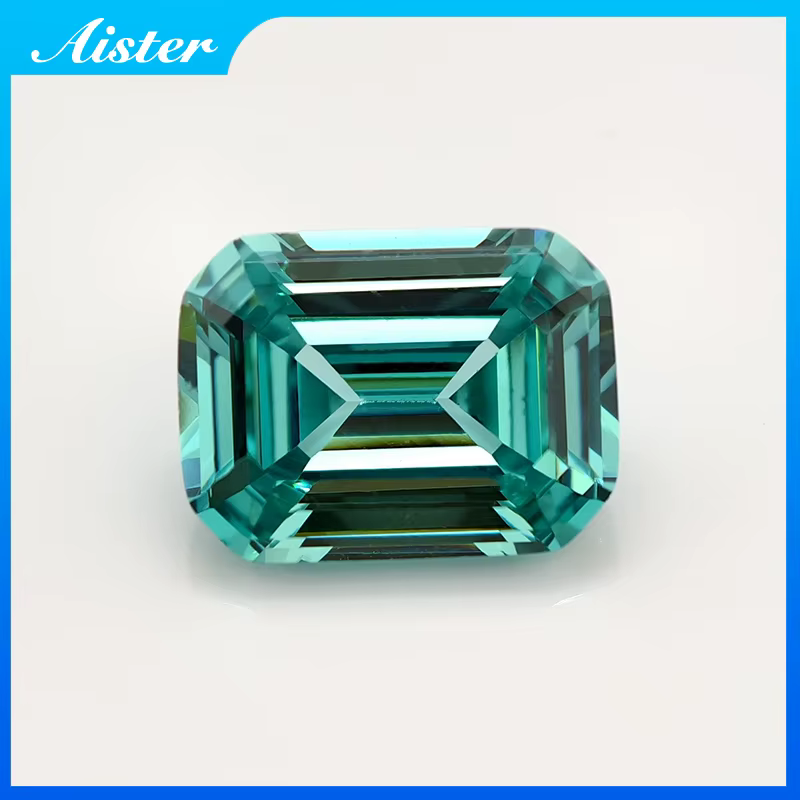 Nouvelles pierres de zircone cubique taillées en émeraude vert Paraiba/bleu Paraiba, pierres précieu