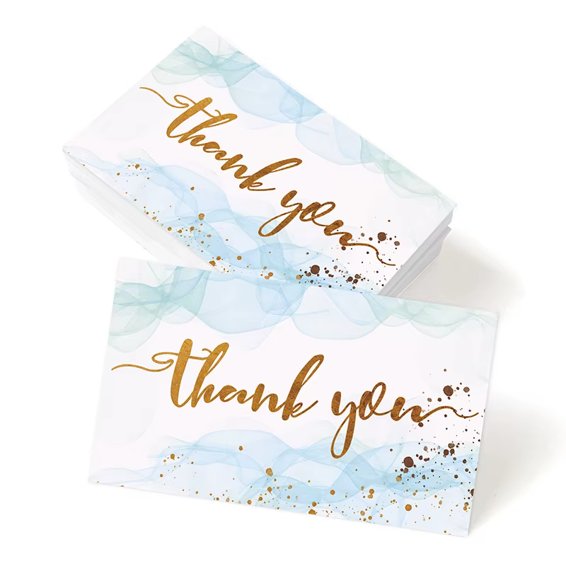 Cartes de remerciement texturées dorées, adaptées aux mariages, aux affaires, aux Invitations de fêt