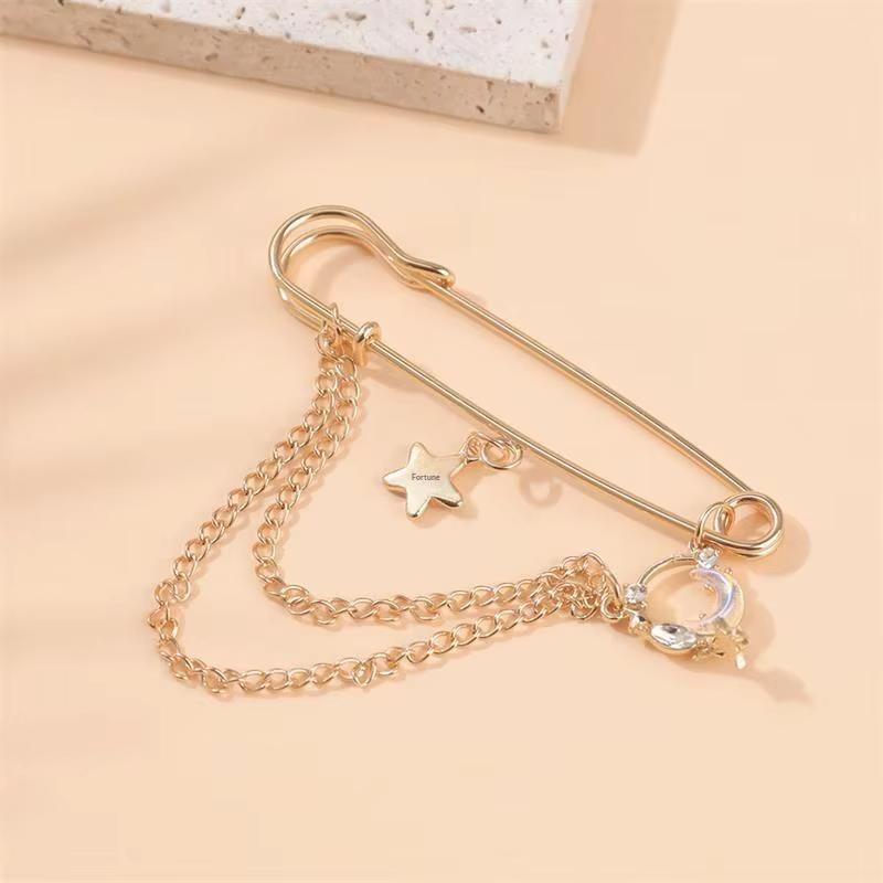 Bijoux rétro étoile amour perle chaîne gland broches élégant femmes vêtements décor accessoires sac 