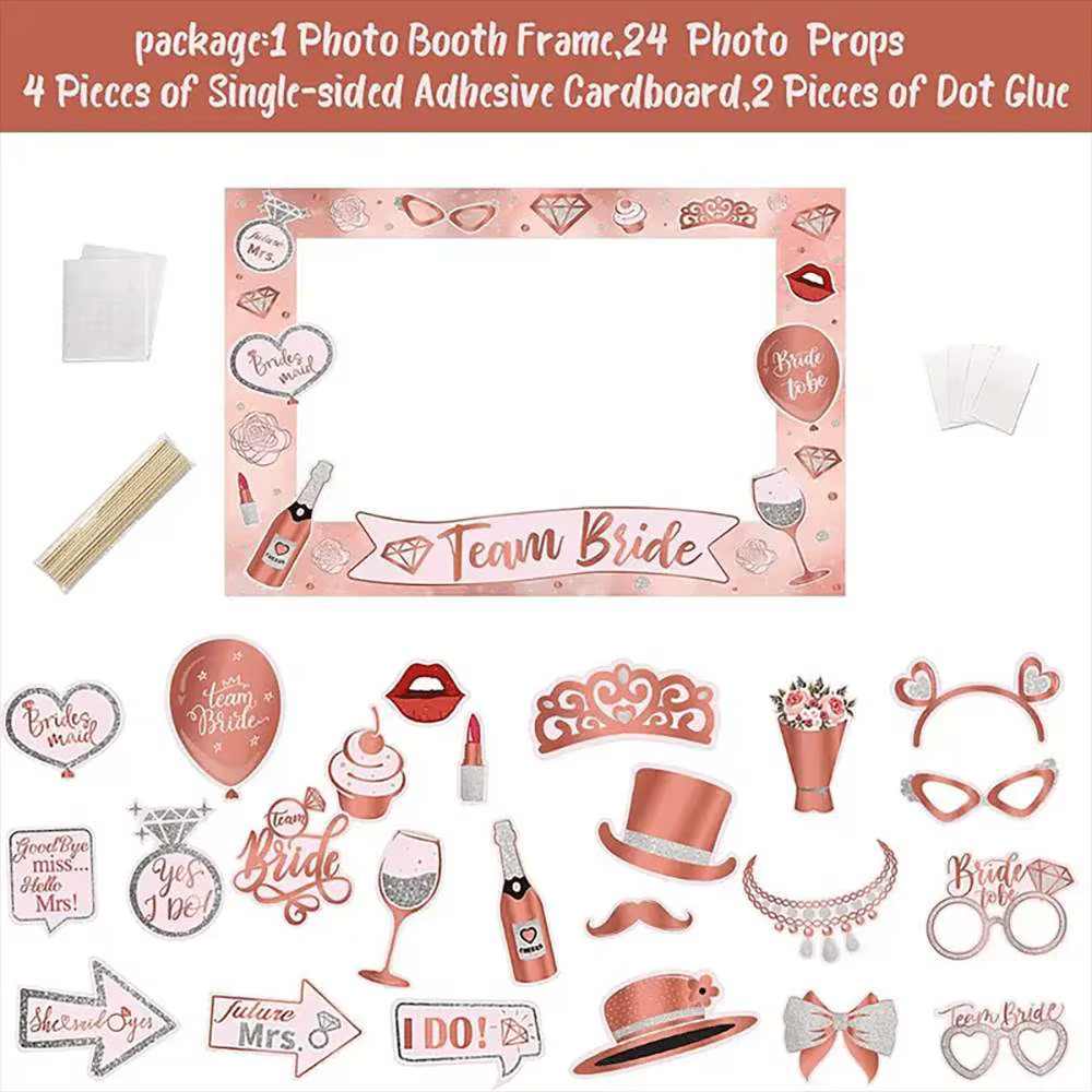 Cadre photo en papier pour la mariée, or rose, accessoires de photographie, fête d'enterrement de vi
