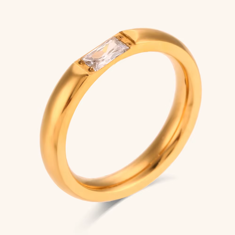 La. Muses-Bague rectangulaire en acier inoxydable plaqué or pour femme, comparateur porte-bonheur, p