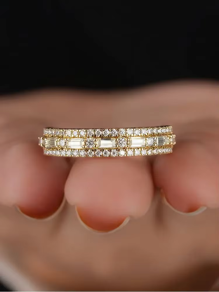 Bague rectangulaire ronde en argent Sterling 925 pour femmes, en Zircon doré, pour fiançailles, mari