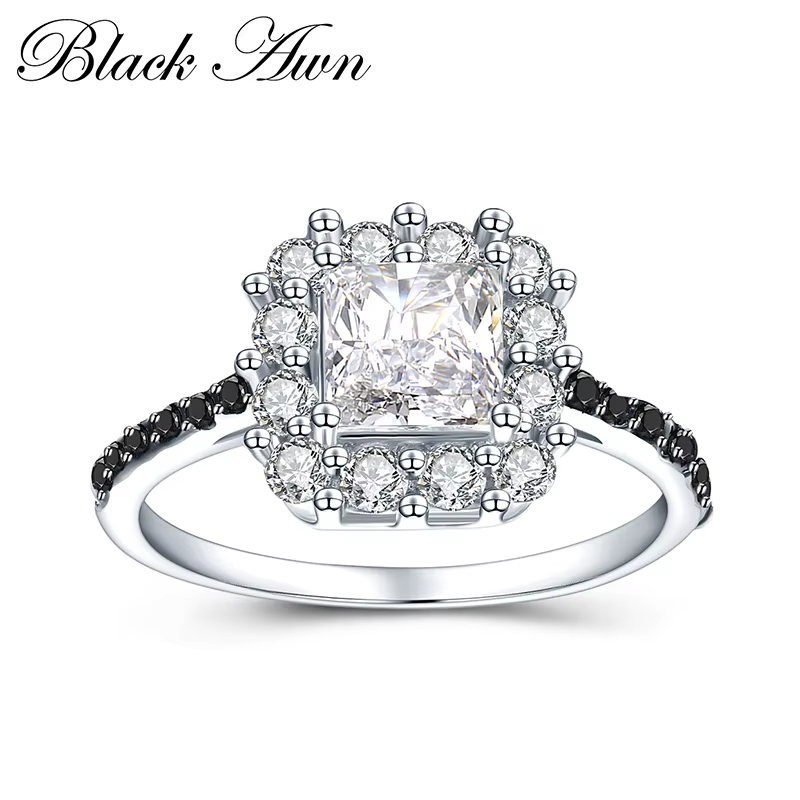 Black Awn-Bague de mariage en argent pour femme, bijoux classiques, nouvelle mode, document, 2024, C