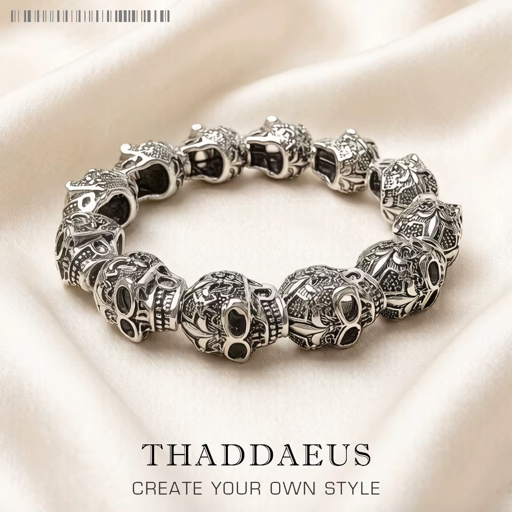 Bracelets fleur-de-lis Lily & crâne Punk perle marque argent mode Europe Style Bijoux cadeau pour ho