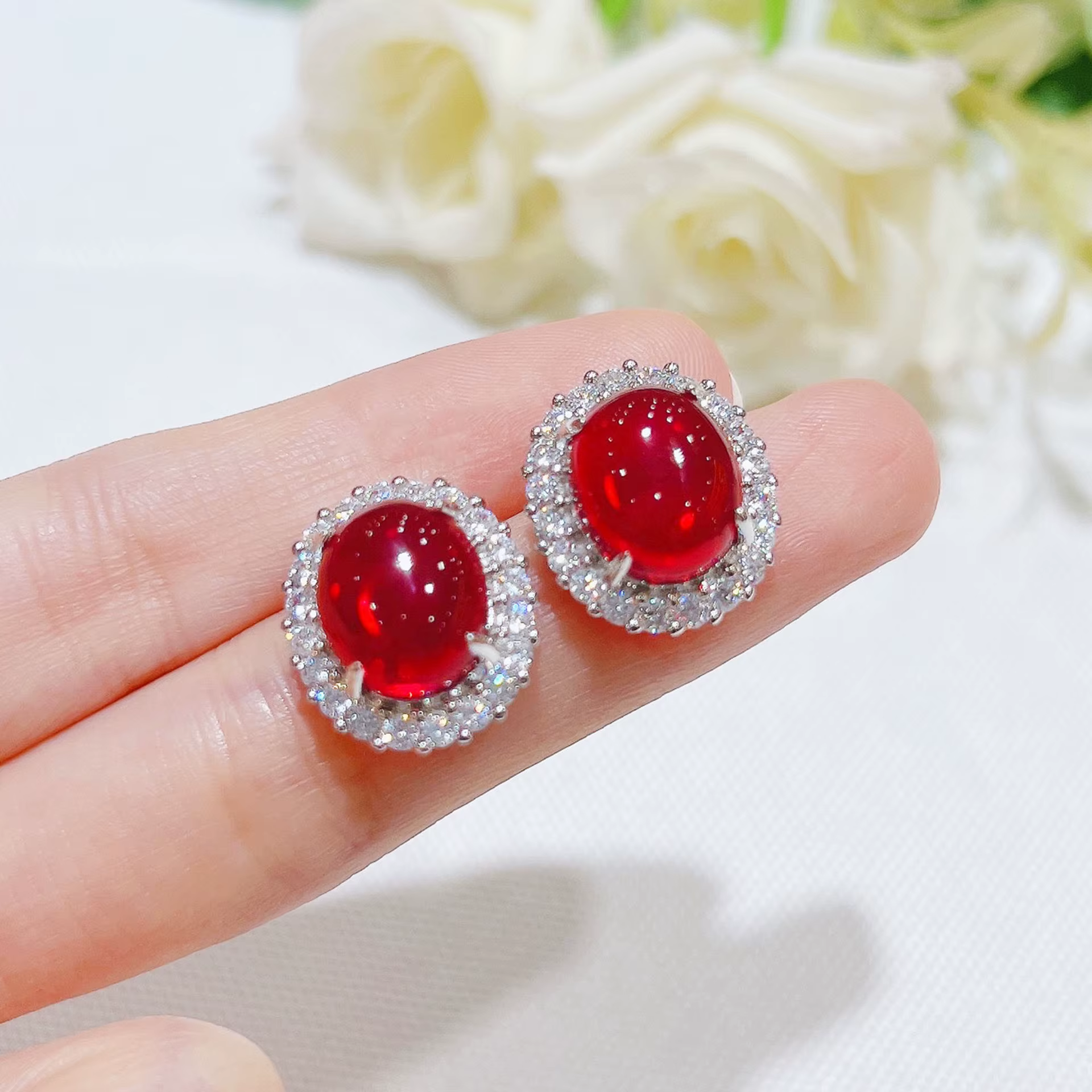 Foydjew nouveau luxe Simulation Pigeon rubis ensembles de bijoux pour les femmes exagéré grande pier