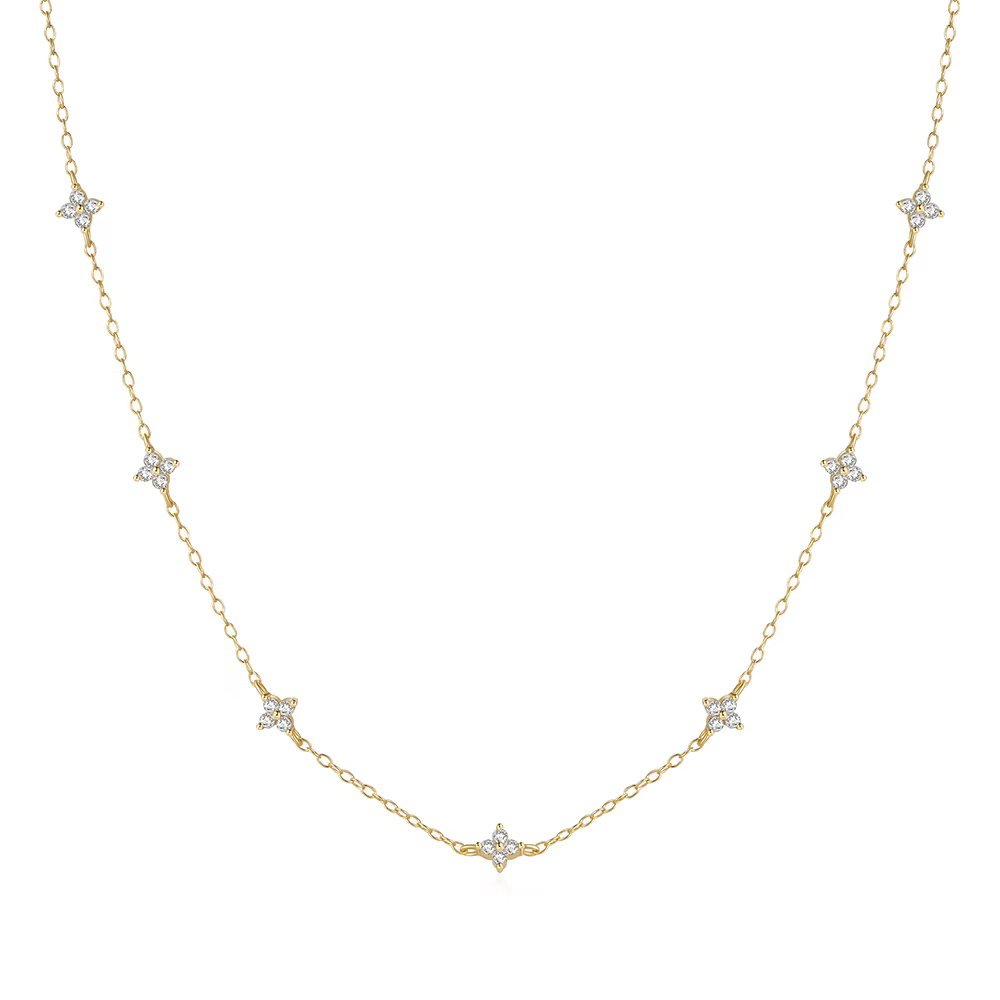 ROXI – collier ras du cou en cristal brillant pour femmes, 4 étoiles, fleur, goutte d'eau, luxe, cha
