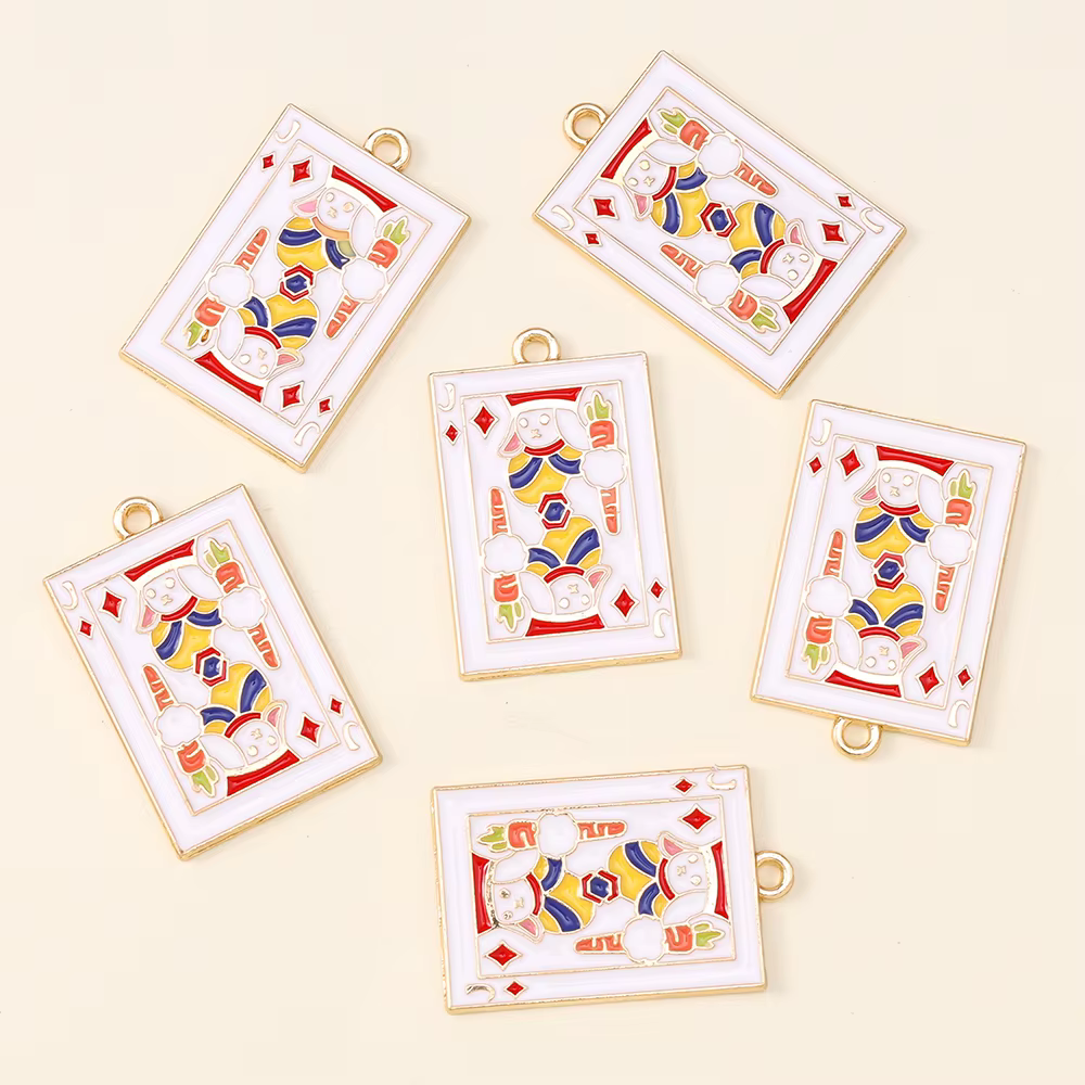 10 pièces/lot 20*31mm émail carte à jouer Joker breloques pour la fabrication de bijoux bricolage de
