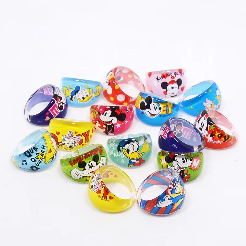 Disney-Bagues Minnie Cartoon pour enfants, matiques en acrylique, bijoux pour filles, décoration de 