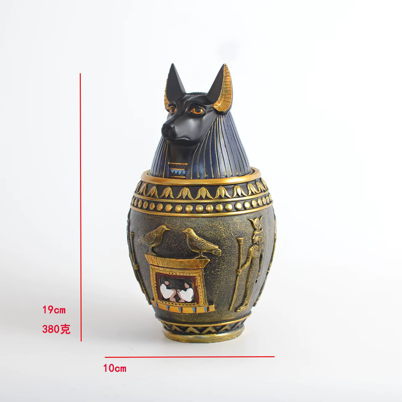 Ornements de boîte de cendres d'animal familier de Dieu égyptien, Anubis, stockage de pharaon, sculp