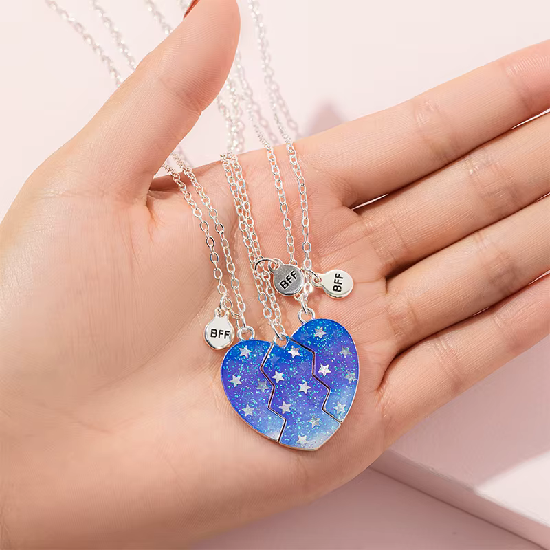 Étoile lumineuse 3 pièces pendentif coeur cassé pour filles Bestie amitié BFF colliers 3 meilleur am