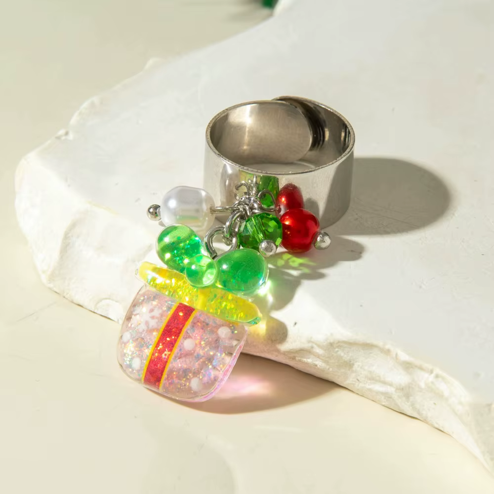 Bague pendentif bonhomme de neige, arbre de noël, père noël, à la mode, charmant bijoux de fête de v