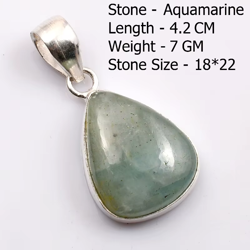 Pendentif en aquamarine véritable, fait à la main, bijoux pour femmes, cadeau