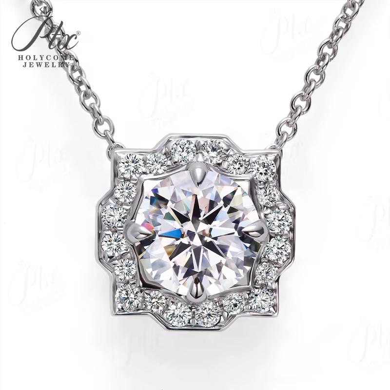 Collier pendentif en pierre de naissance, Moissanite cultivée en laboratoire, en argent Sterling 925