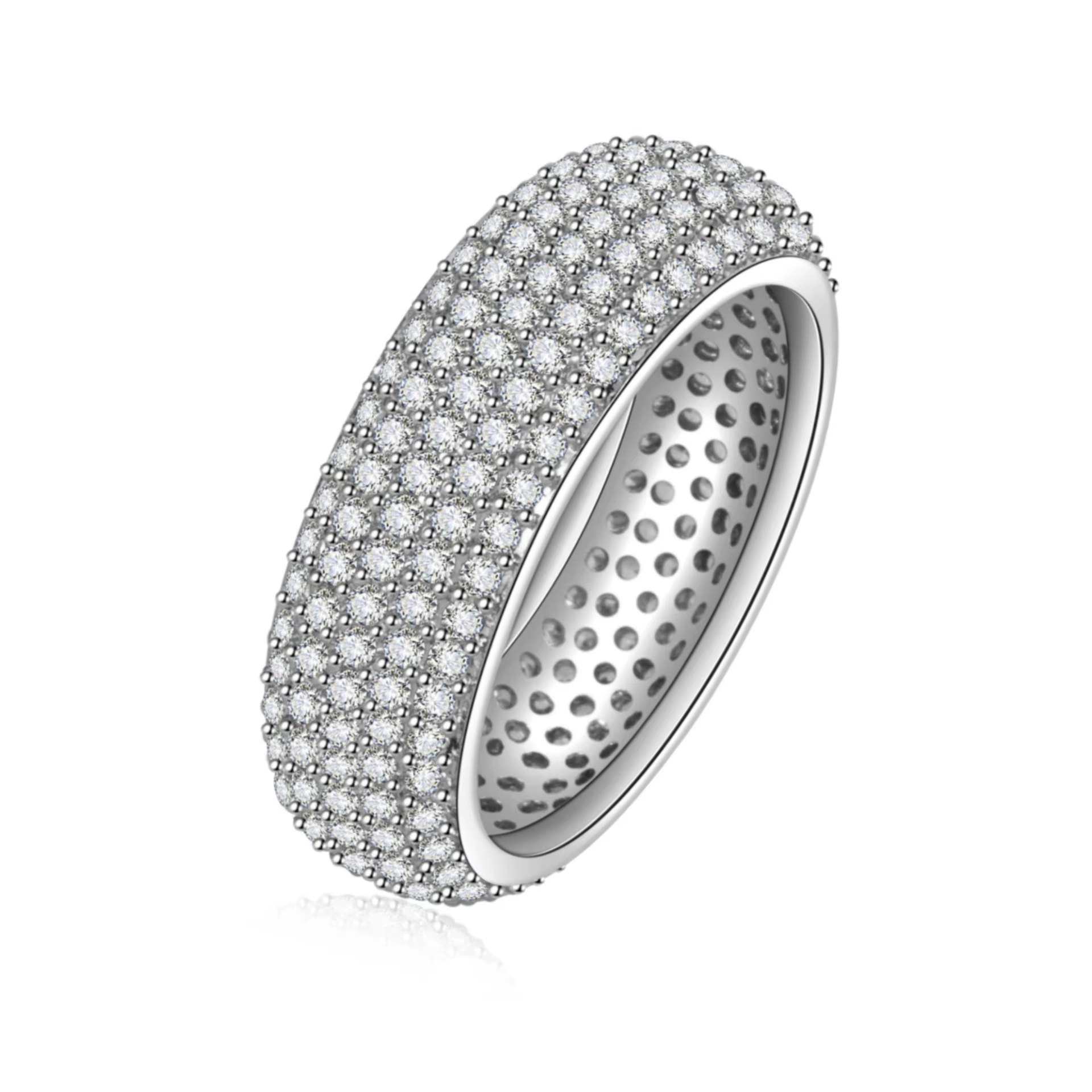 Bague en argent sterling 925 plaqué or 18 carats avec diamant, bague circulaire élégante et décorati