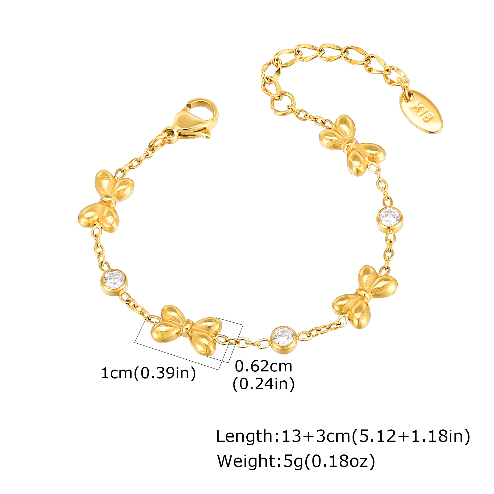 Bracelet à nœud pour enfants, Bracelets à nœud papillon en chaîne Rolo plate en acier inoxydable pla