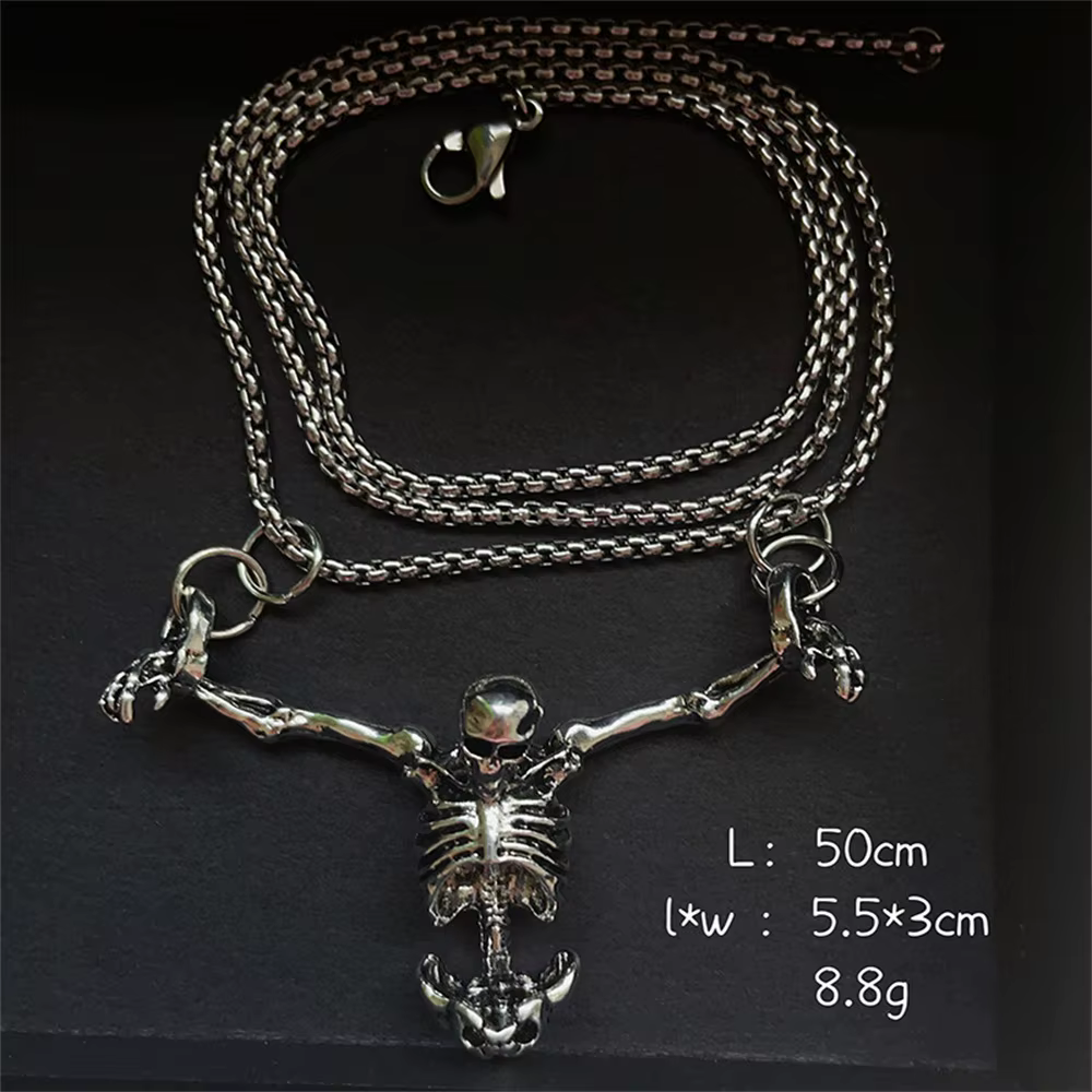Collier crâne Punk, pendentif crâne de captivité, bijoux Rock de vélo, cadeau pour hommes et femmes,