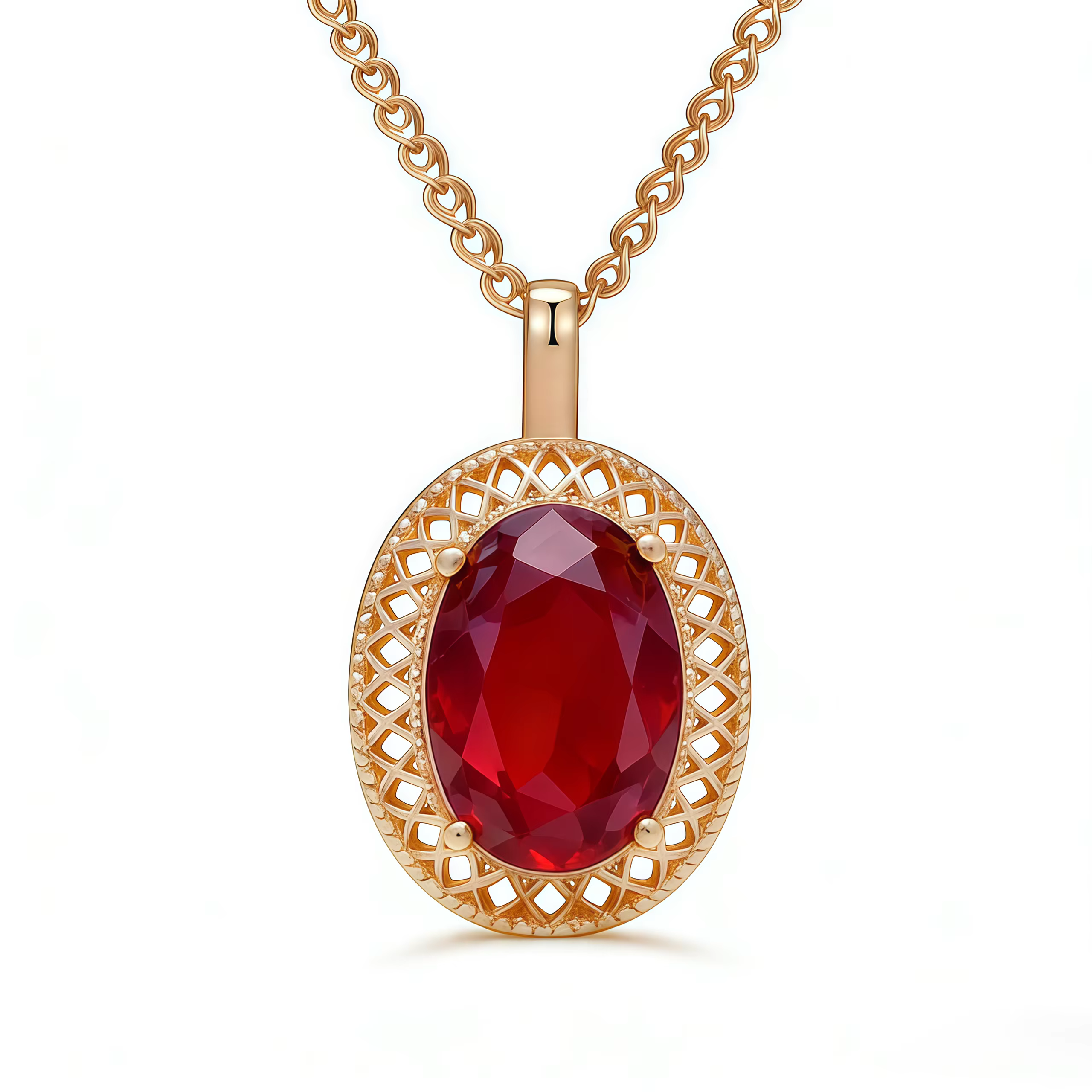 Wbmqda – pendentif et collier en pierre rouge pour femmes, couleur or Rose 585, accessoires de bijou