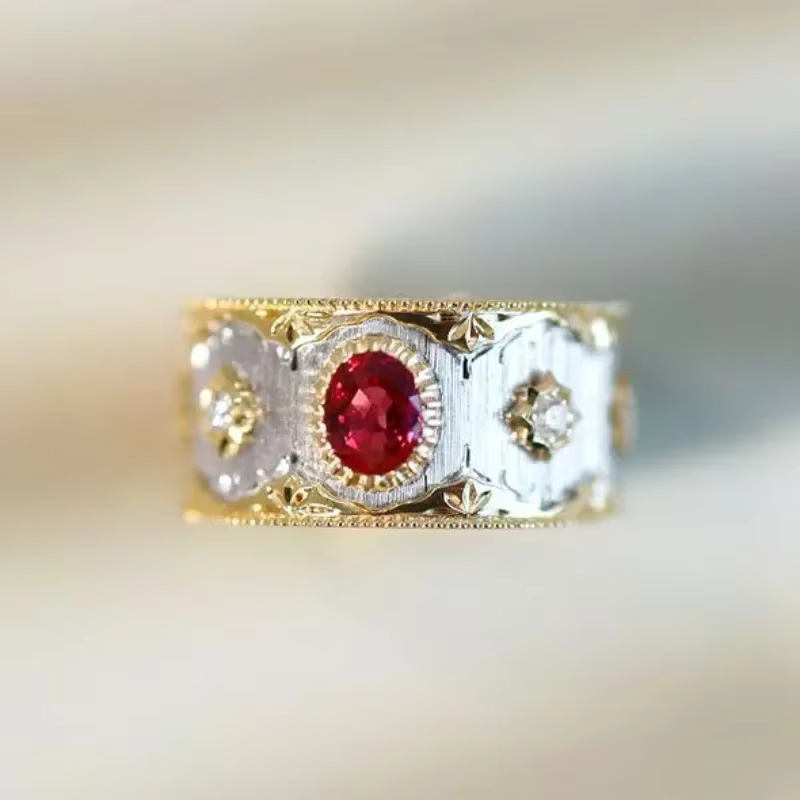 Bagues en pierres précieuses rouges de style cour vintage pour femmes, bague de fiançailles, bijoux 