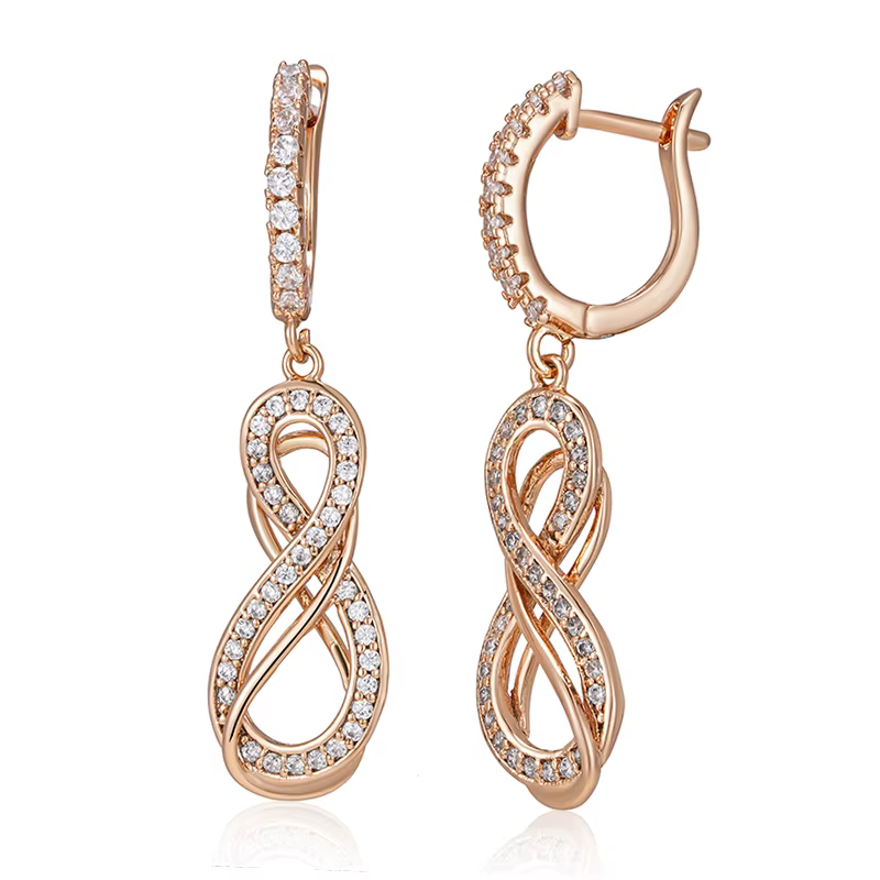 SYOUJYO – boucles d'oreilles en Zircon naturel brillant pour femmes, couleur or Rose 585, boucle Möb