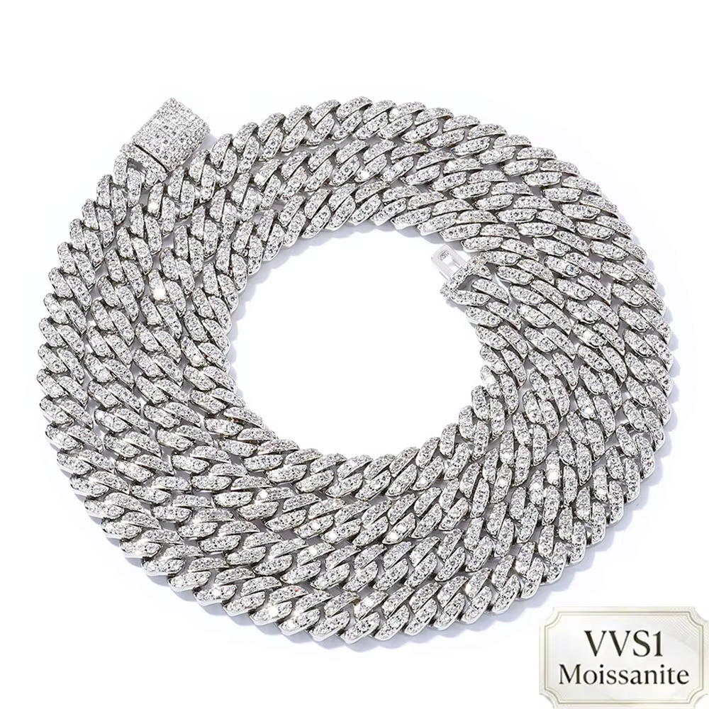 Collier cubain Nuoya 6MM à une rangée de moissanite, chaîne cubaine de luxe certifiée GRA pour homme