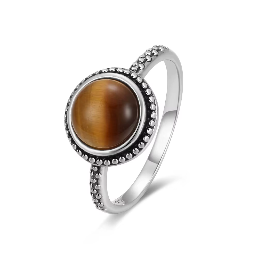Bague naren œil de tigre naturel pour femme, bijoux en argent 925, bague fine vintage, cadeau de hau