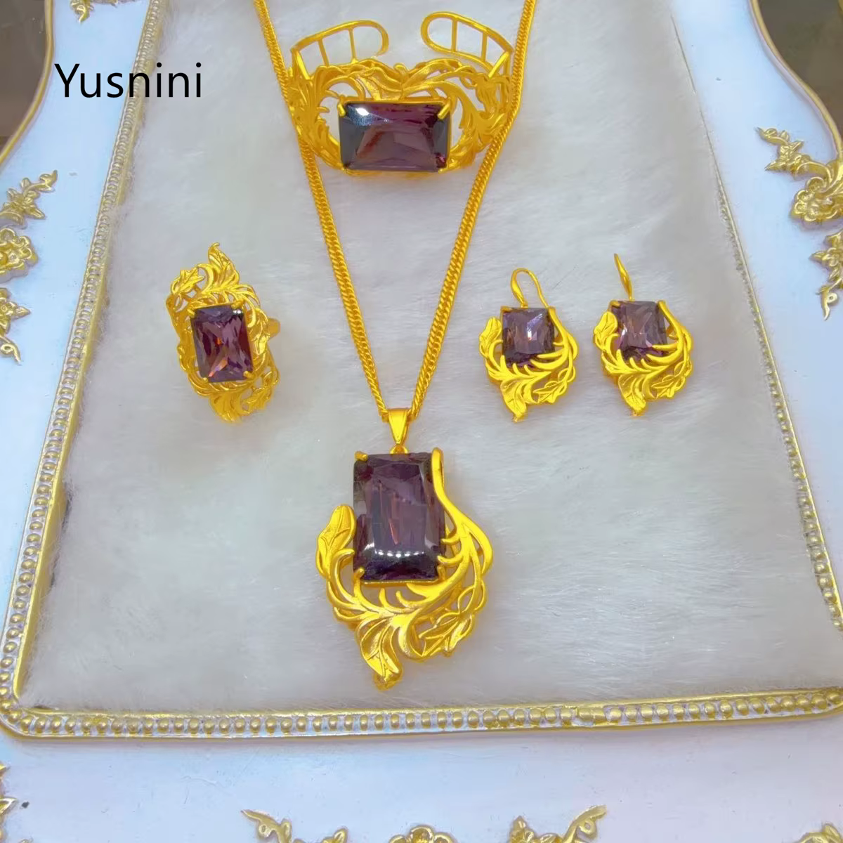Nouvelle Collection : Parure de Bijoux Exquise Plaqué Or 24K Style Dubaï Français pour Mariage et So