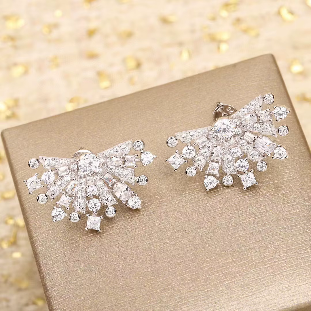 Boucles d'oreilles en argent pur 2024 pour femmes, démontrent de neige étoilés, étoiles, bijoux élég