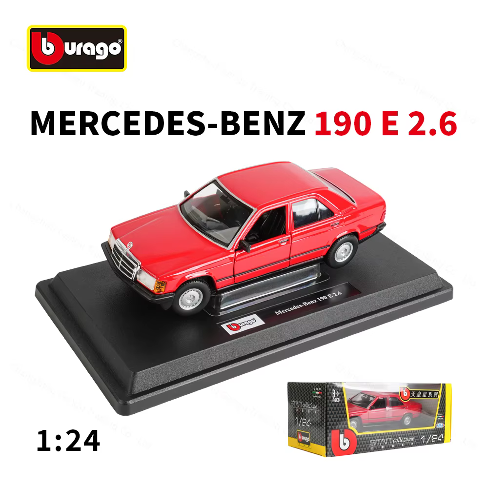 Bburago 1:24 Mercedes-Benz 190 E Voiture de course en alliage, véhicule en métal moulé sous pression