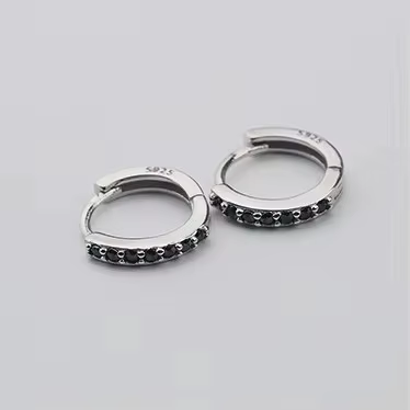 Boucles d'oreilles en argent sterling 925, géométriques, demi-cercle, zircon, pour femme et fille, s