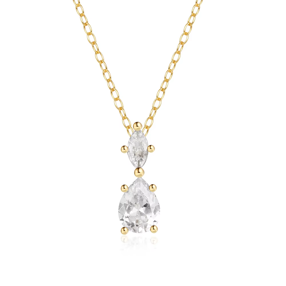 AIDE-Collier pendentif plaqué or 18 carats pour femme, argent regardé 925, clavicule brillante, bijo