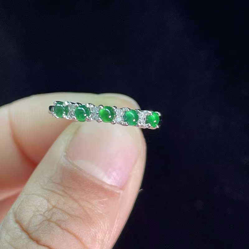 Bagues vertes en Jade et calcédoine pour femmes, rondes et fraîches, à une rangée, à la mode, bijoux