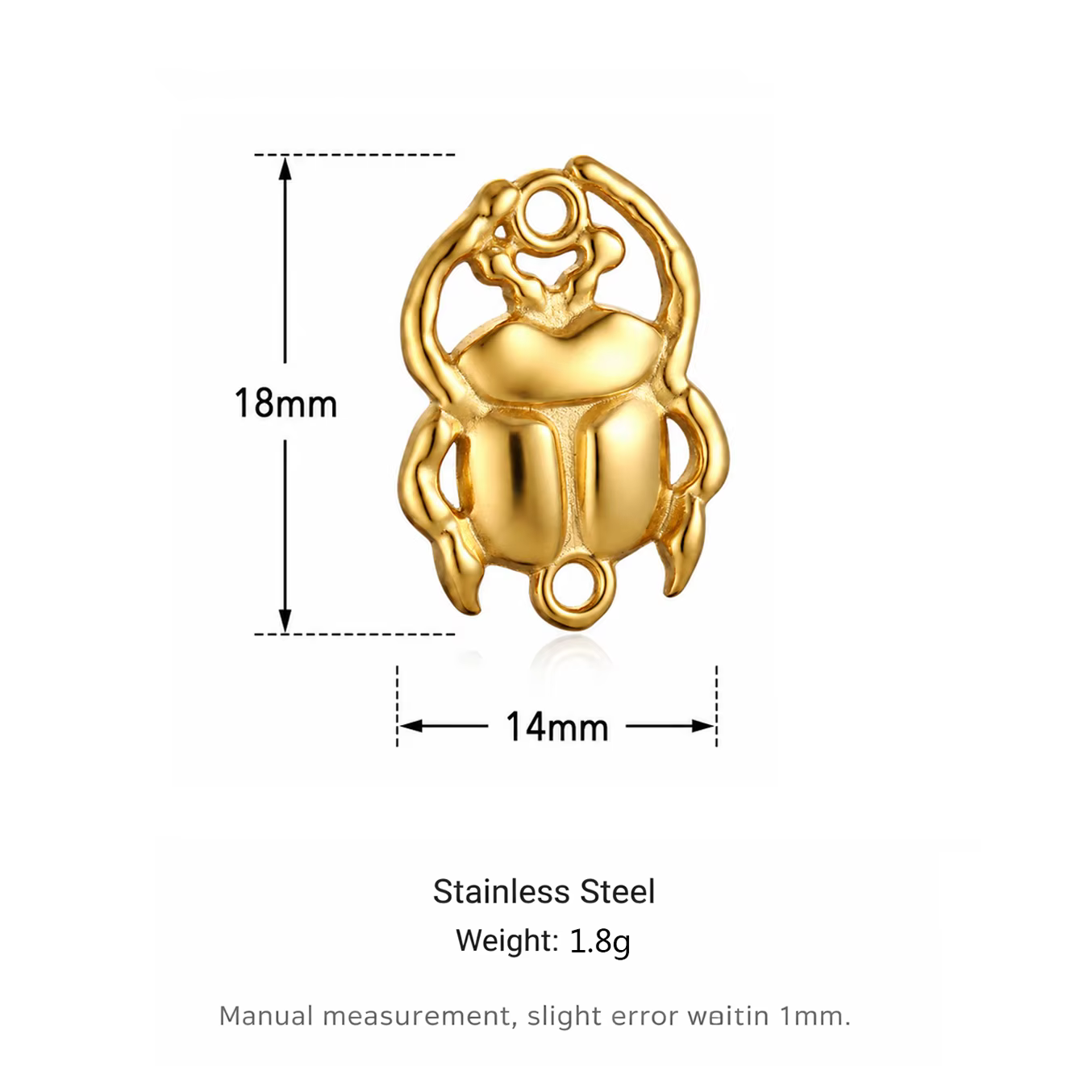 3 Breloques Grandes Scarabées Égyptiens Dorés avec Strass en Acier Inoxydable, Pendentifs pour Colli