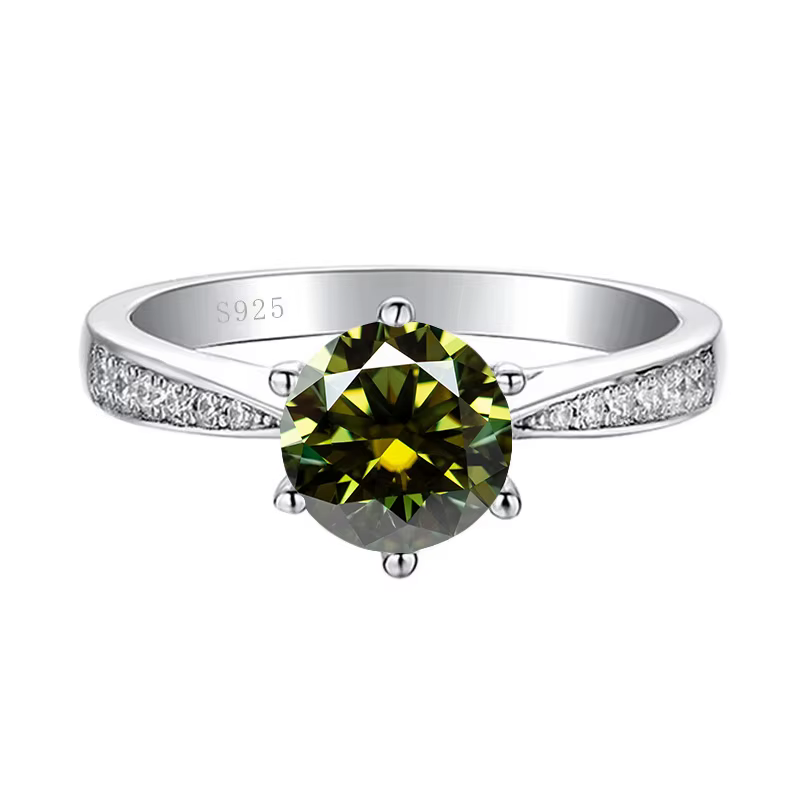 JoyceJelly 1CT bleu vert Moissanite bague pour femmes solide 925 en argent Sterling mariée femme fia