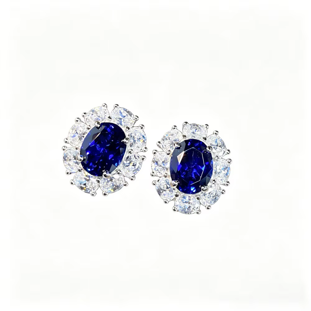 Boucles d'oreilles en platine massif PT950, 2 carats/pièce, saphir, pour fiançailles, accessoires de