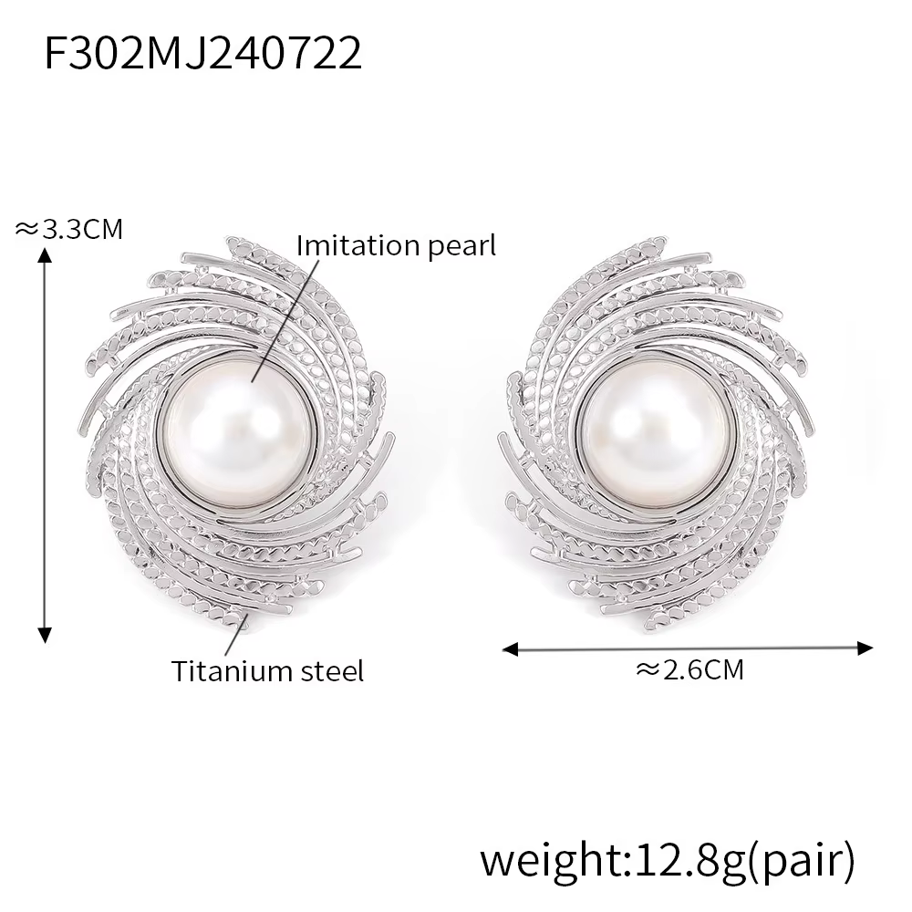Boucles d'oreilles Wind Style pour femmes, perles rotatives, luxe, acier inoxydable, plaqué or vinta