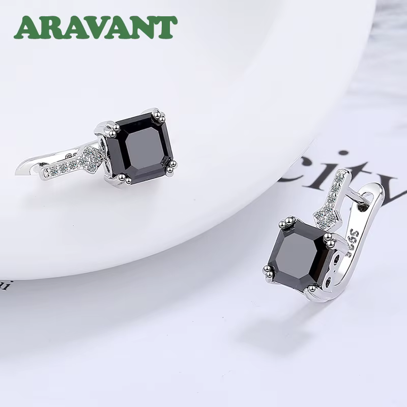Aravant-Boucles d'oreilles carrées en argent regardé 925 pour femme, bijoux fantaisie