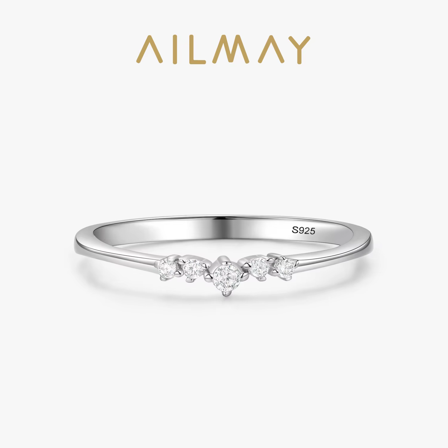 Ailmay nouveauté Simple zircon cubique mode charme 925 en argent Sterling anneaux empilables pour le
