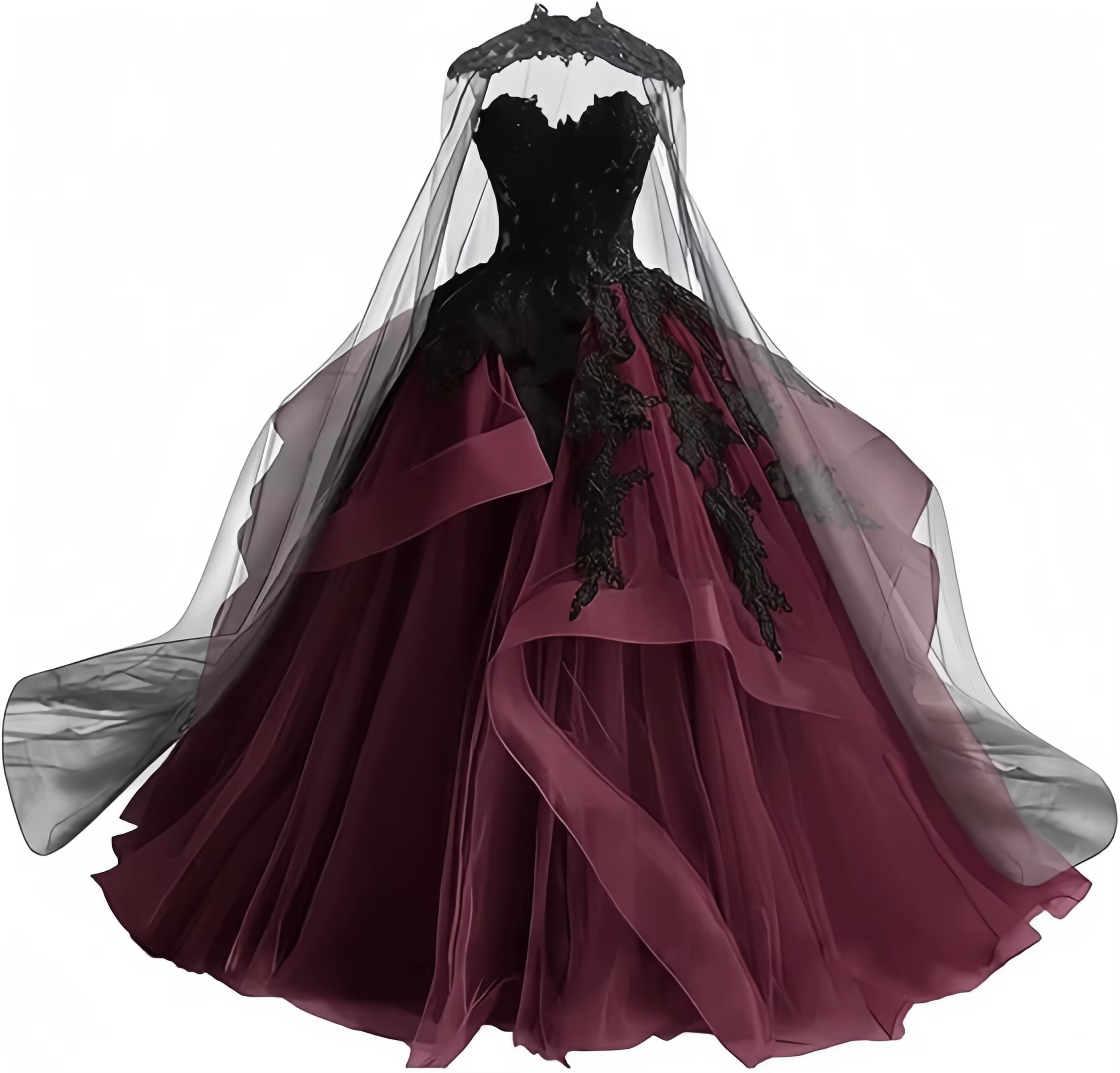 Robes de mariée gothiques victoriennes en Tulle pour mariée, en dentelle noire, bouffante, sans bret