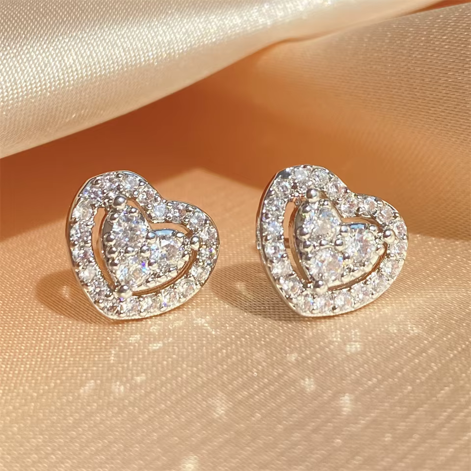 ZAKadvocate-Boucles d'Oreilles en Forme de Cœur Rétractées pour Femme et Fille, Bijoux de Mariage en