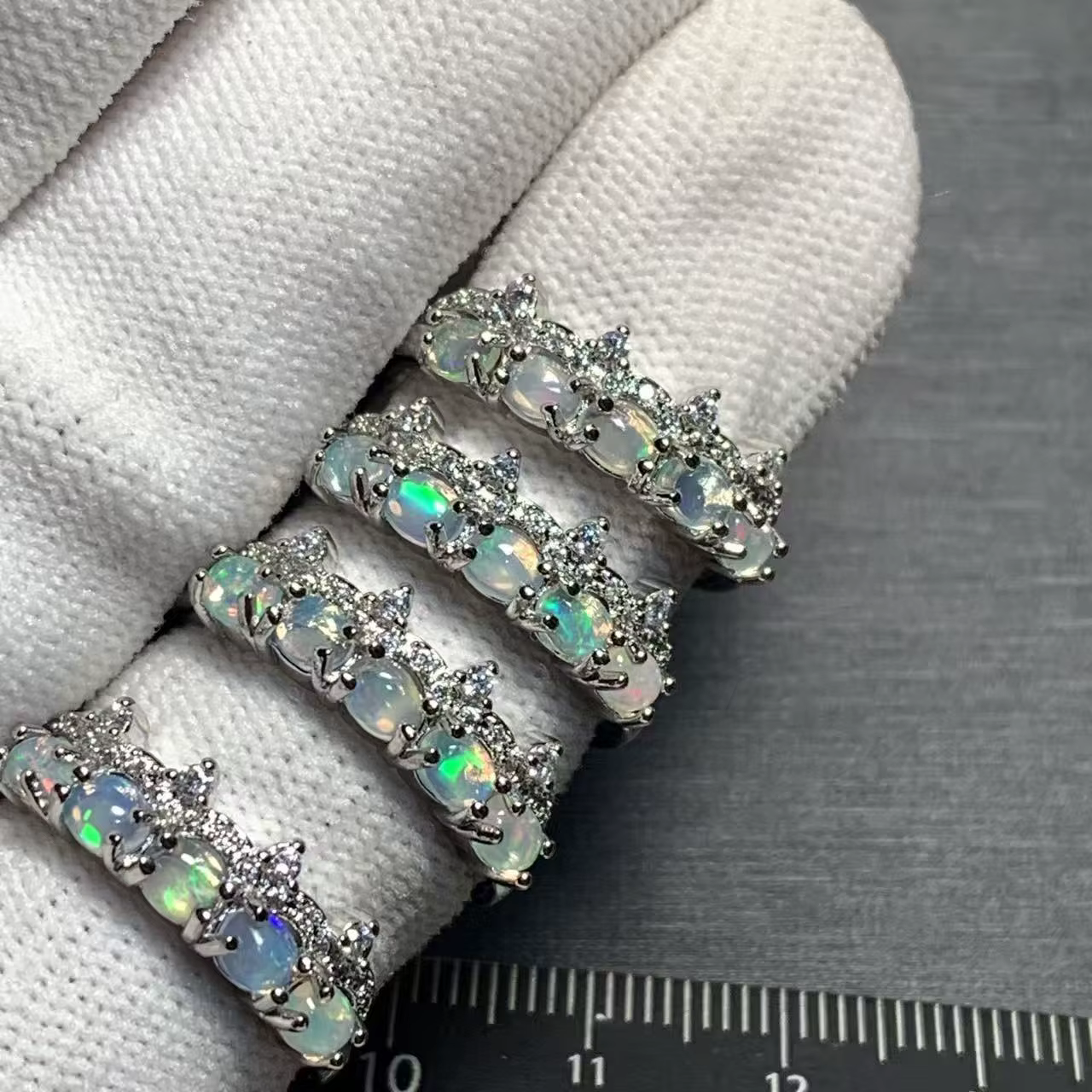 Bague ovale en opale de feu naturelle 58, cuivre blanc d'Australie, bijoux fins, pierres de luxe, ve