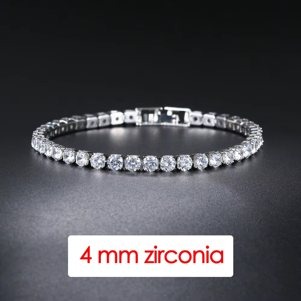 Hiphop Tennis Bracelet Homme glacé 3/4/5mm zircon cubique hommes chaîne en cristal sur la main Hip-h