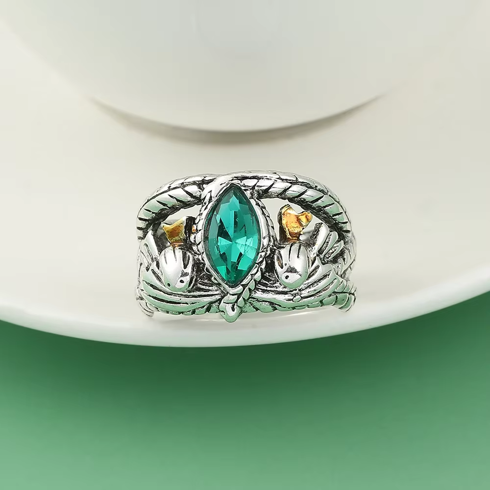 Bague du Seigneur de Barahir Aragorn Gondor Anneaux en cristal vert